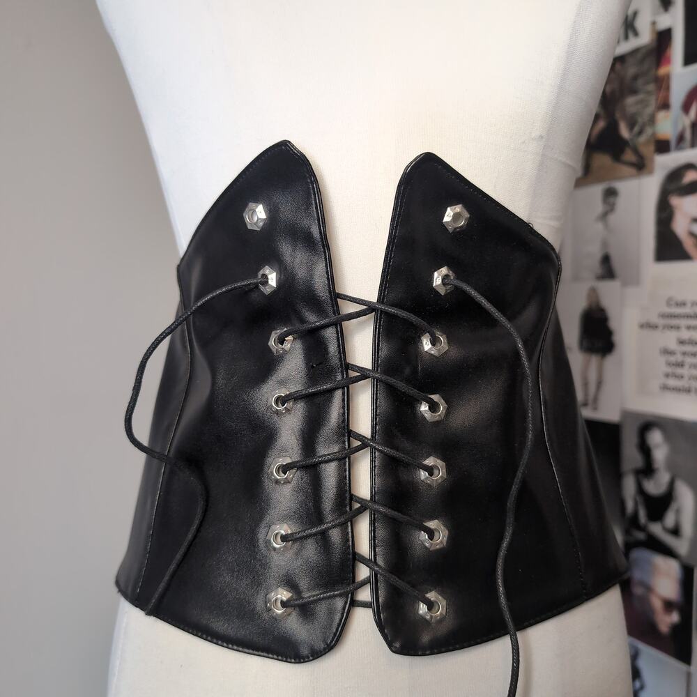 Lace Up Faux Leather Gothic Corset Belt